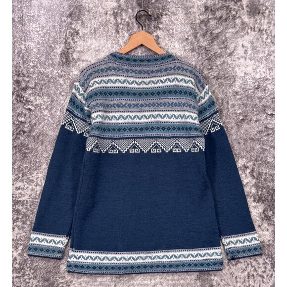 Alpaca Connection Sweater Large Womens Blue Snowflake Fair Isle Crewneck - Picture 3 of 8